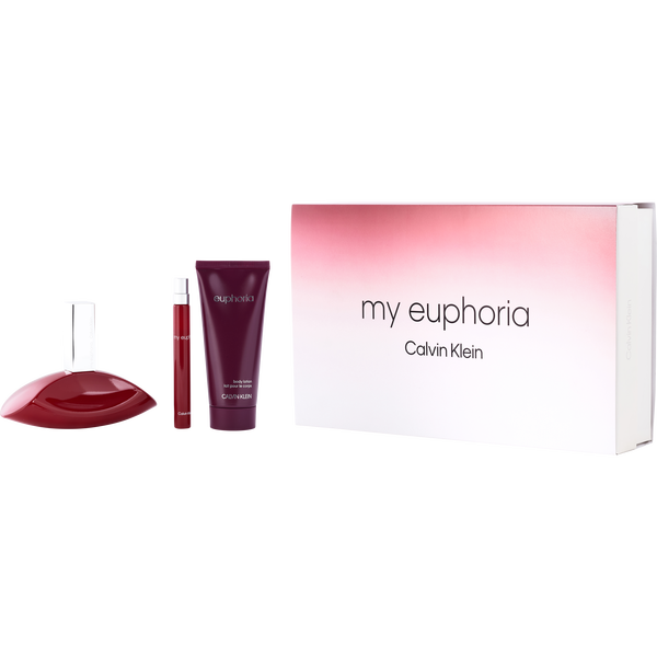 My Euphoria by Calvin Klein, Eau De Parfum Spray 3.4 oz & Body Lotion 3.4 oz & Eau De Parfum Spray 0.34 oz Mini, image 1 of 2