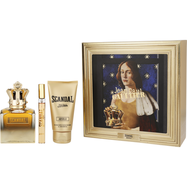 Jean Paul Gaultier Scandal Absolu Pour Homme by Jean Paul Gaultier, Parfum Concentre Spray 3.4 oz & Shower Gel 2.5 oz & Parfum Concentre Spray 0.34 oz Mini, image 1 of 2