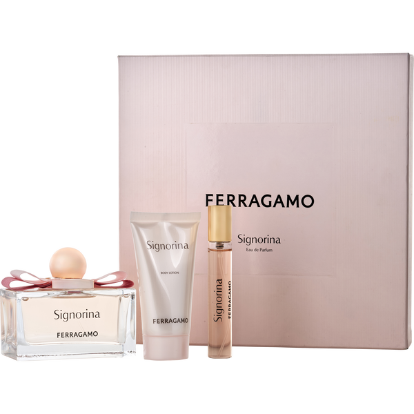 Signorina by Salvatore Ferragamo, Eau De Parfum Spray 3.4 oz & Body Lotion 1.7 oz & Eau De Parfum Spray 0.5 oz Mini, image 1 of 2