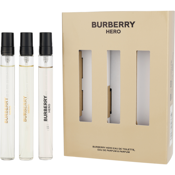 Burberry Hero by Burberry, 3 Piece Variety Eau De Parfum & Eau De Toilette & Parfum And All Are 0.33 oz Spray Mini, image 1 of 2
