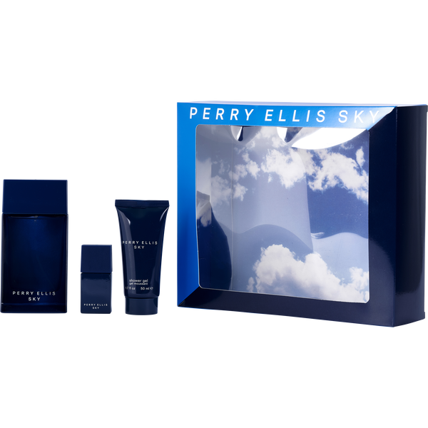 Perry Ellis Sky by Perry Ellis, Eau De Toilette Spray 3.4 oz & Shower Gel 1.7 oz & Eau De Toilette Spray 0.25 oz Mini, image 1 of 2