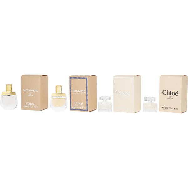 Chloe Variety by Chloe, 4 Piece Womens Variety With Chloe & Nomade Nuit d'Egypte & Chloe Nomade & Chloe Lumineuse And All Are Eau De Parfum 0.17 oz Minis, image 1 of 2