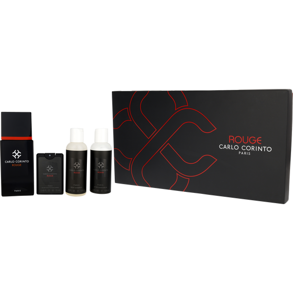 Carlo Corinto Rouge by Carlo Corinto, Eau De Toilette Spray 3.4 oz & Aftershave Balm 3.9 oz & Body Shampoo 3.9 oz & Eau De Toilette Travel Spray 0.5 oz Mini, image 1 of 2