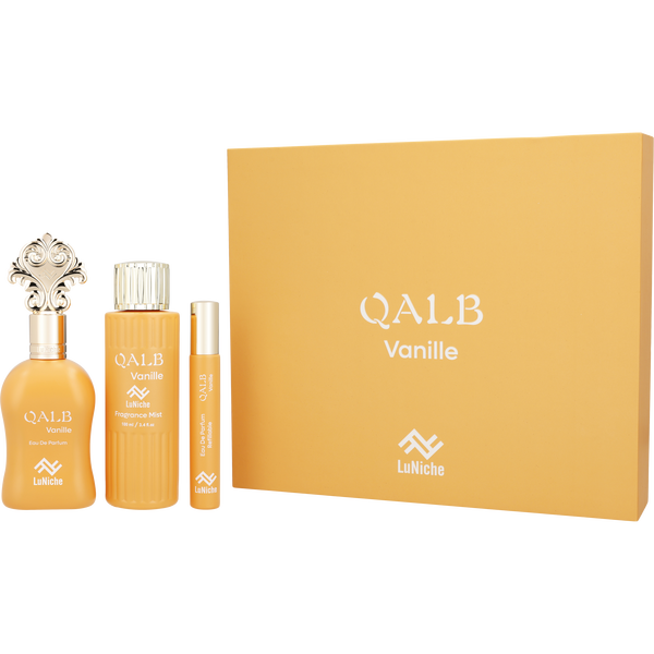 Luniche Qalb Vanille by Luniche, Eau De Parfum Spray 3.4 oz & Fragrance Mist 3.4 oz & Eau De Parfum Spray 0.34 oz Mini, image 1 of 2