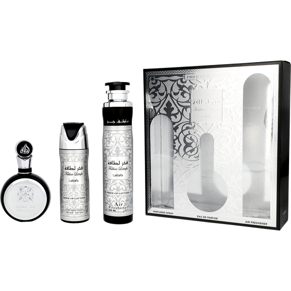 Lattafa Fakhar by Lattafa, Eau De Parfum Spray 3.4 oz & Perfumed Spray 6.67 oz & Air Freshener 10 oz, image 1 of 2